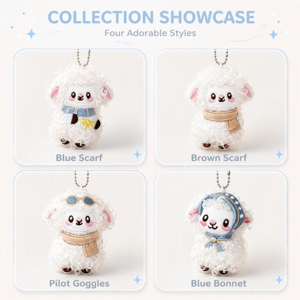 Kawaii Fluffy Lamb Doll Keychain Cute Cartoon Fluffy Hugging Pendant Year of the Sheep