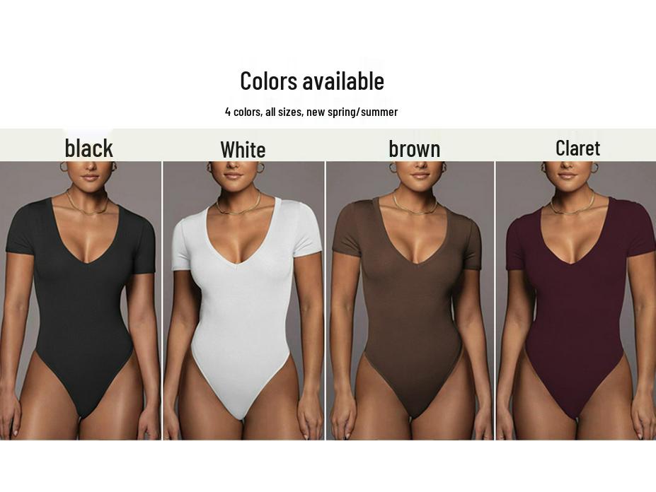 Women's Sexy V-Neck Short Sleeve Bodysuit - Summer 2025 Collection
