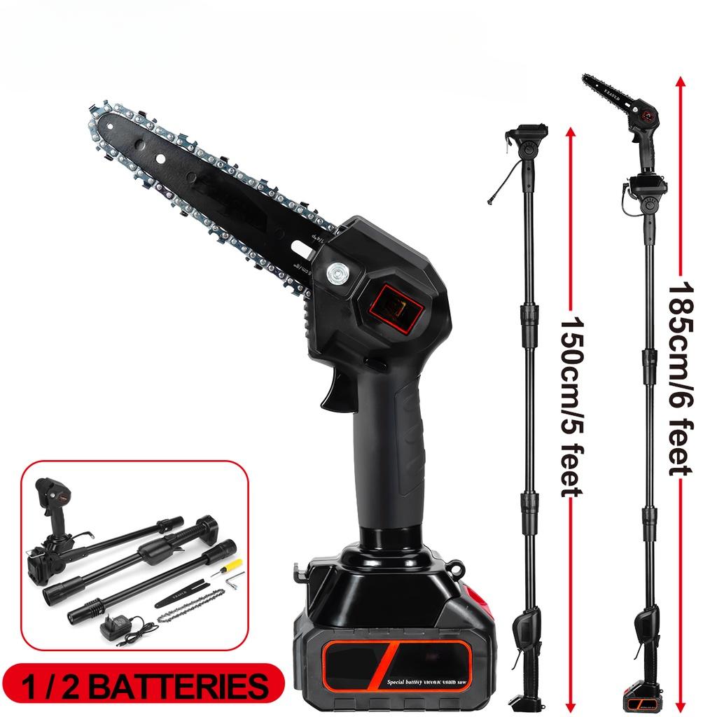 24V Electric Chainsaw 7500mAh Li-ion Battery Cordless Garden Tree Pruning Tool High Branch Saw NEW Telescoping Pole