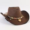 Chapeau de Cowboy Occidental en Paille Populaire Européen et Américain Chapeau de Paille Ombragé Mode Hommes et Femmes Chapeau de Cowboy Occidental d'Extérieur