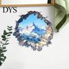 Waterproof Mural for Bathroom Snow Peak Wall Sticker, 3D Landscape Decorative Decal, Durable Fake Window View Decals PVC Film, Living Room Bedroom