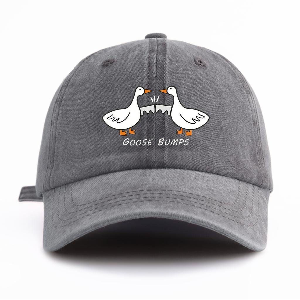 1 Stück GOOSE BUMP Aufdruck Gewaschene Baseballkappe für Erwachsene Minimalistischer Retro-Stil Lässig Weich Verstellbar Dad Hat Perfekt als Geschenk