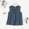 ZANZEA Women Summer Solid Color Loose Casual Sleeveless Tank Tops