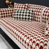 Winter Thick Short Plush Sofa Cushion Advanced Black White Checkered Anti Slip Plush L Sofa Towel Dust 3 Seat Cover Cloth