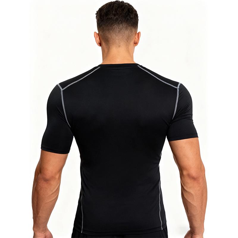 Pánské vysoce pružné, rychleschnoucí, prodyšné těsné sportovní tričko s krátkým rukávem jako základní vrstva pro běh, trénink a basketbal.