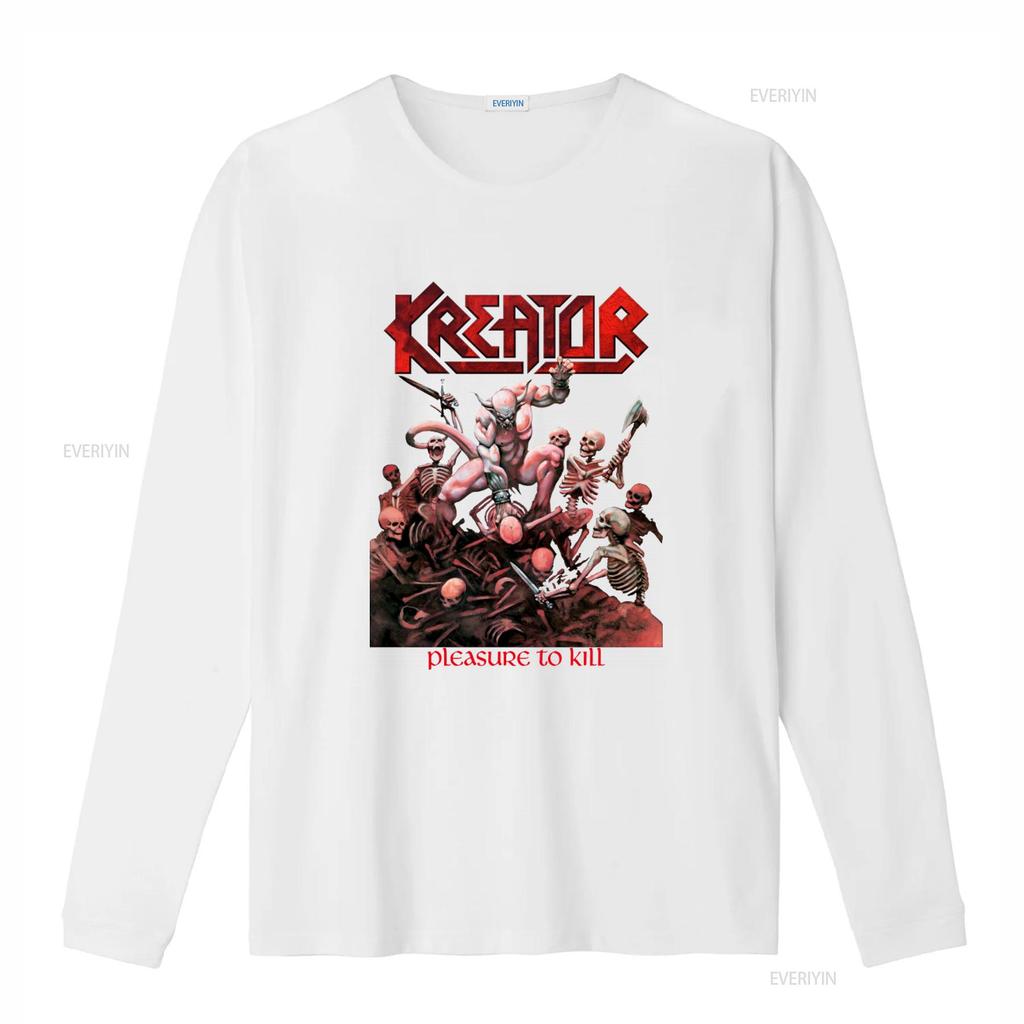 Kreator Pleasure To Kill Death Metal Print Short Long Sleeve Black T Shirt for Sizes 345Xl Vintage Washed Graphic
