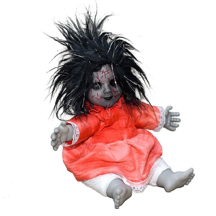 Sound Activated Scary Ghosty Doll with Glowing Face Effect and Horror Noises for Porch Decoration