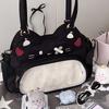 Kawaii Cat Itabag With Transparent PU Badge Display Cotton Plush Toy Storage Fashion Backpack For Outdoor Small Items