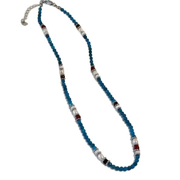 Turquoise Pearl Retro Choker - High-End Ethnic Style Gemstone Necklace for Women