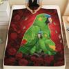 1PC Red Rose Parrot Print Flannel Blanket, High Quality All Seasons, Home Decor, Warmth and Comfort, Perfect for Christmas Gifts