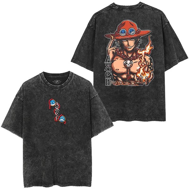New ONE PIECE Nika Form Luffy Anime High Quality TShirt Men and Women Cotton Vintage Washed Print Retro Streetwear Tops