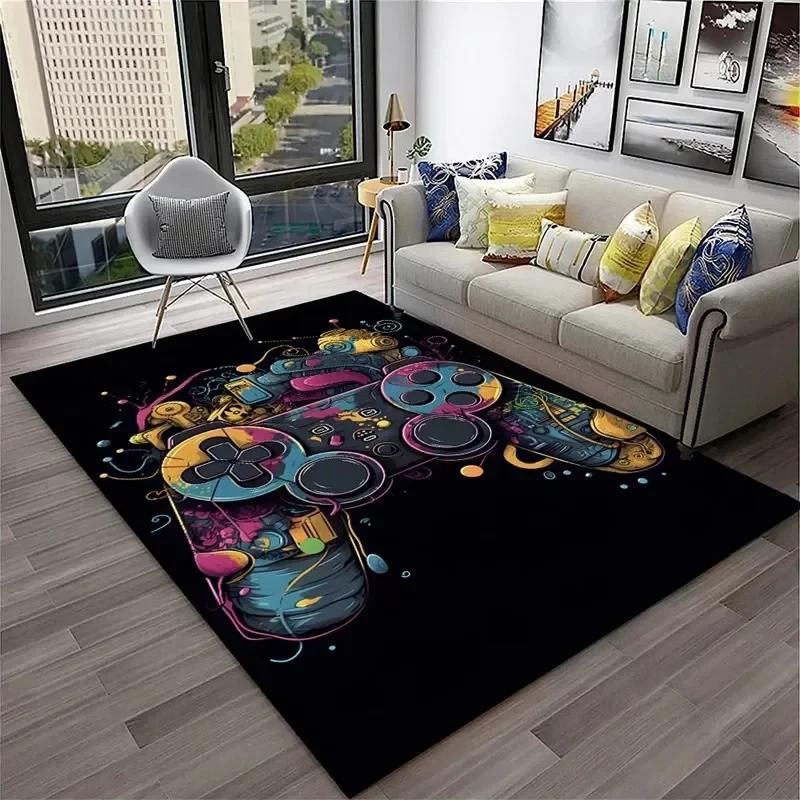 Gamer Rugs for Bedroom Playroom Boys Teen Game Gamepad Carpet Bathroom Kitchen Living Room Floor Mat Home Decor Non-Slip Doormat