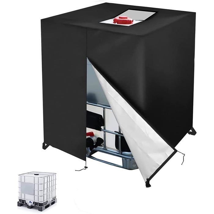 Bâche pour cuve IBC 1000 L 210D - couvre-réservoir anti-UV anti-poussière noir 120x110x116 cm