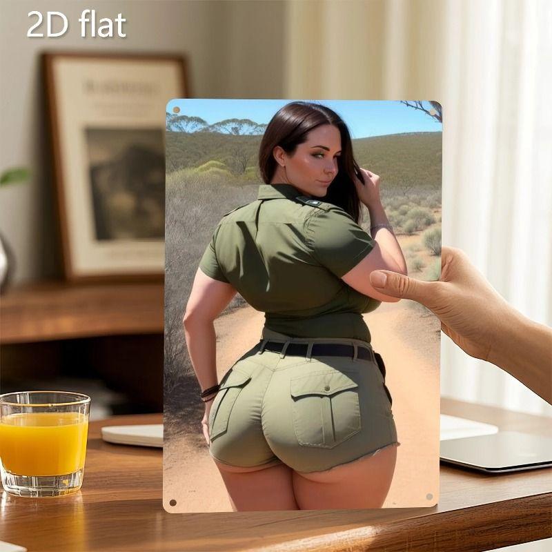 Vintage Kvinlig Silhuett Metall Logotyp för Bar & Garage