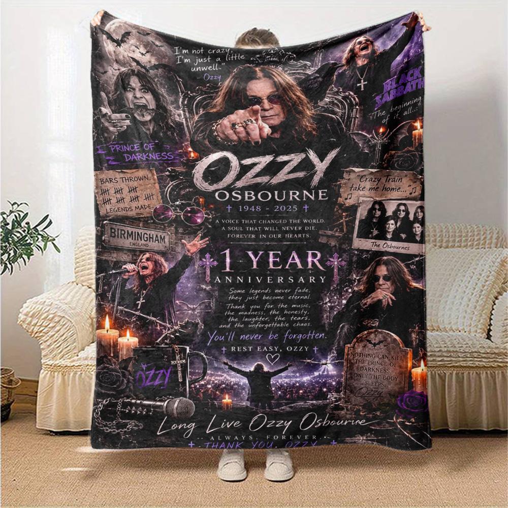 Ozzy Osbourne Heavy Metal Rock Poster Commemorativo Stampa Coperta di Flanella Morbida Calda Coperta da Divano Decorazione per la Casa per Divano Camera da Letto Viaggio