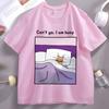 Sorry Cant I Am Busy T Shirt Soft Sleepy Funny Cat Cotton Tshirt Unisex Women Loose Japanese Aesthetic Tshirt Male Clothes