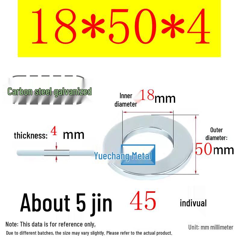 Galvanized Iron Flat and Square Washer Set - Thick, Enlarged, Extra Large, and Special Shapes