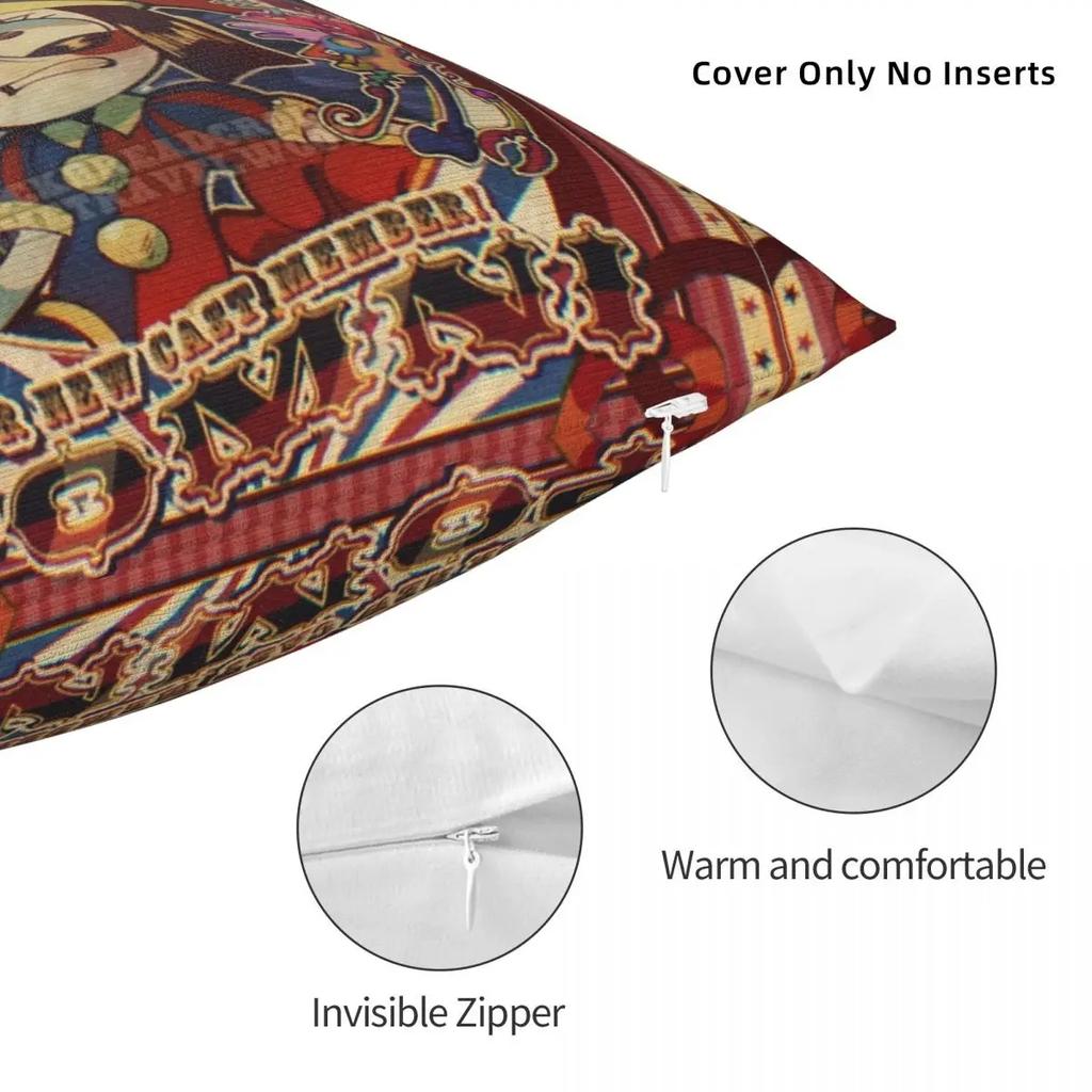 WELCOME TO THE AMAZING DIGITAL CIRCUS Pillowcase Polyester Cushion Cover Decoration Pillow Case Cover Home Square 40X40cm