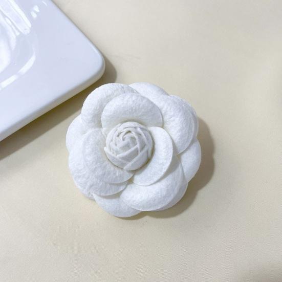 Women Brooch Fabric Camellia Shape Anti-slip Wear-resistant Suit Scarf Coat Collar Hat Pin Decoration Prom Party