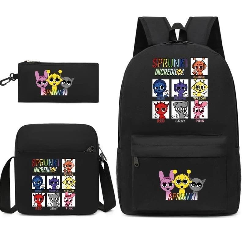 Moderne Federtasche für Kinder, Umhängetasche, Dreiteiliges Set mit Digitaldruck, Schultasche für Grund- und weiterführende Schulen