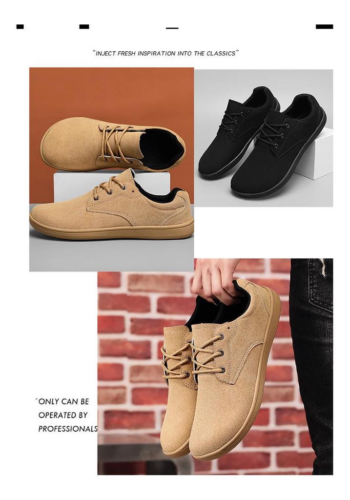 Men's Wide Toe Suede Casual Shoes - Large Size, Flat Sole, Versatile Board Style