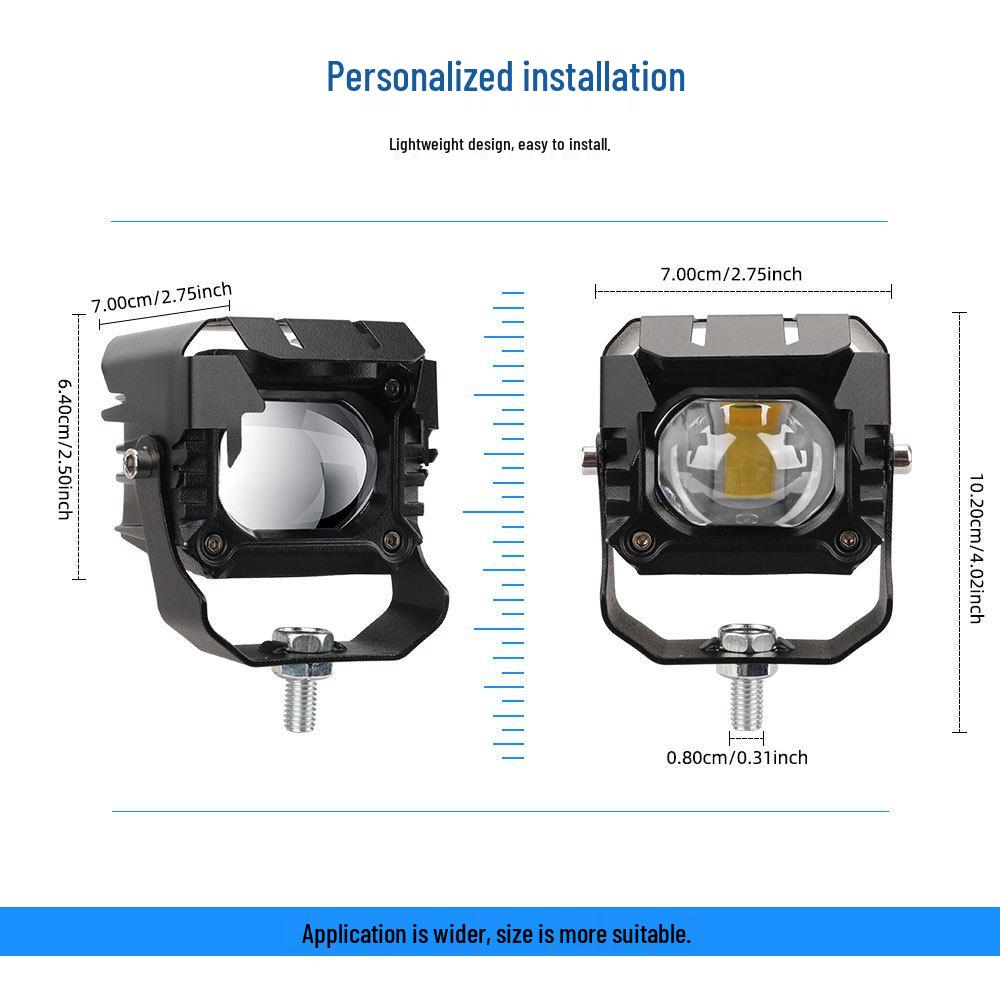 Cross-border LED Spotlight for Cars & Motorcycles: Yellow/White, High/Low Beam, External Light for Electric and Modified Vehicles