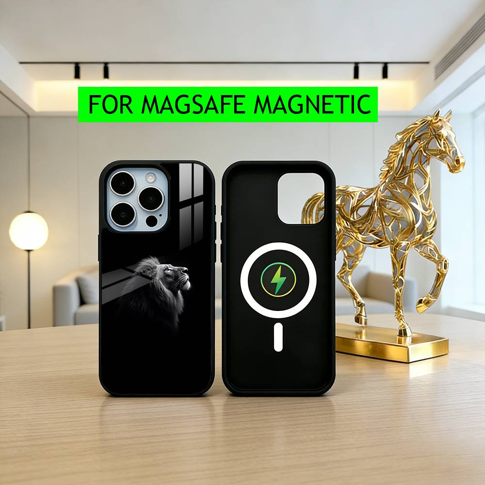 L-Lion P-Pattern Phone Case For iPhone17,16,15,14,13,12,11 Plus,Pro Magnetic with Magsafe Wireless Charging