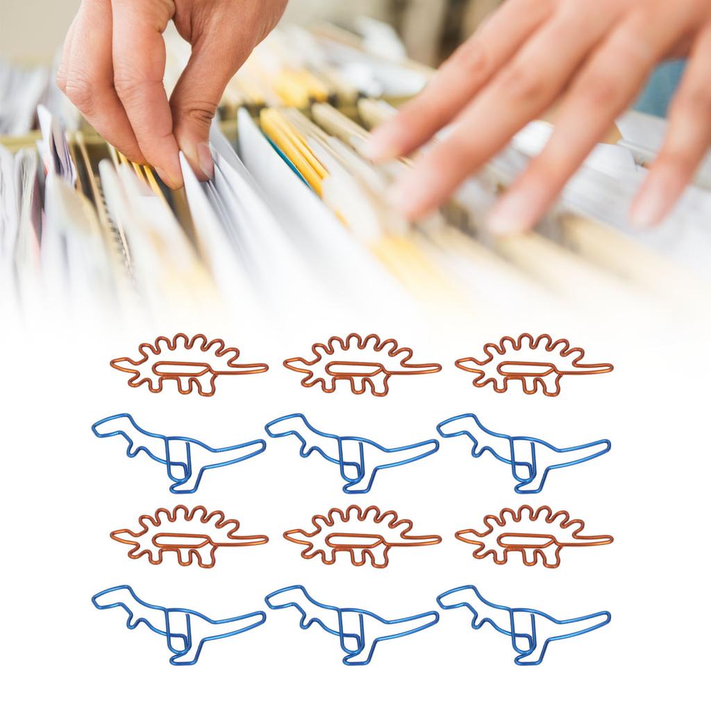 100Pcs Paper Clips Unique Dinosaur Shape Lightweight Portable Electroplating Process Metal Paperclip