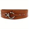 1PC Fashion Elastic Wide Belt Strap Vintage Women Faux Leather Buckle Elastic Wide Belt Strap Solid Color Waistband