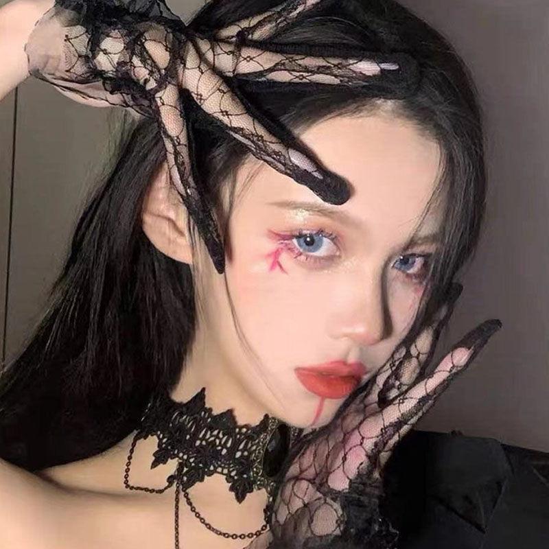 Sex Underwear Uniform Temptation Mesh Jacquard Finger Sleeves Lace Gloves Wedding Gloves Decorative Gloves