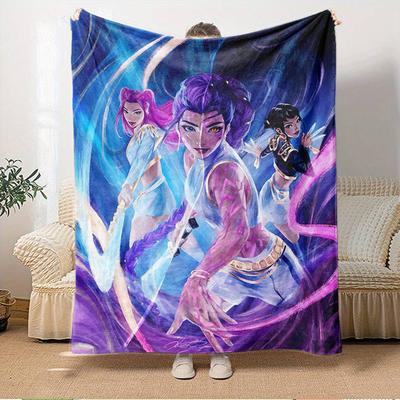 Grupo de Chicas Anime K-POP Manta Suave y Cálida Cuatro Estaciones Manta Gruesa de Punto de Poliéster para Todas las Estaciones para Cama, Camping, Viaje Regalo Perfecto