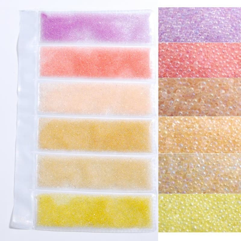 Various Colors Elf Beads Nail Accessories Nail Micro Beads Nail Decor 6-Piece Pack Women