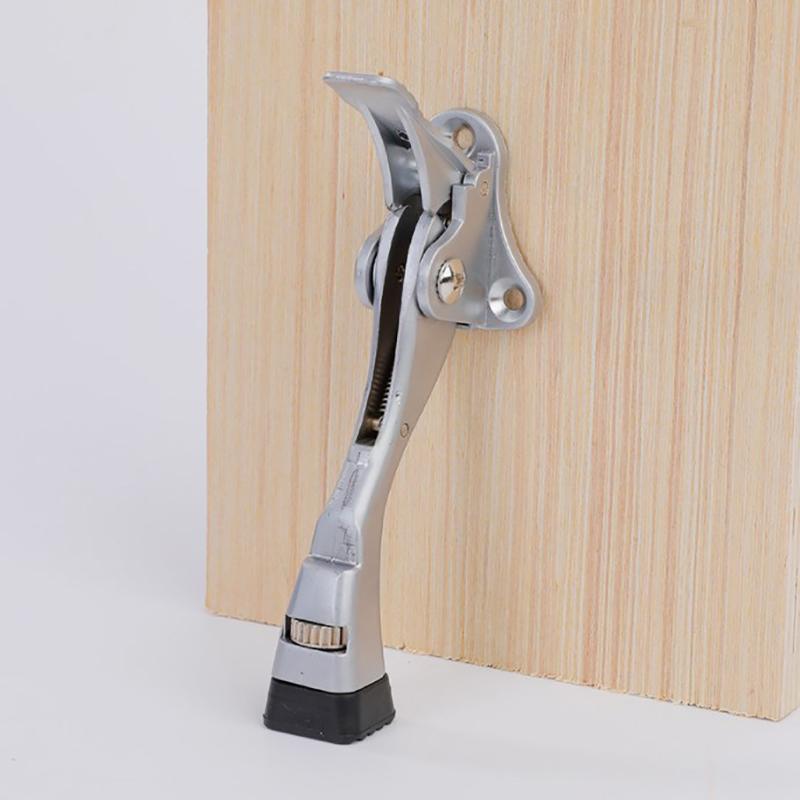 Adjustable Pedals Door Stopper Heavy Duty Mute Zinc Alloy Door Stops With Non-Slip Rubber Tip Hidden Wall Protector Hardwa