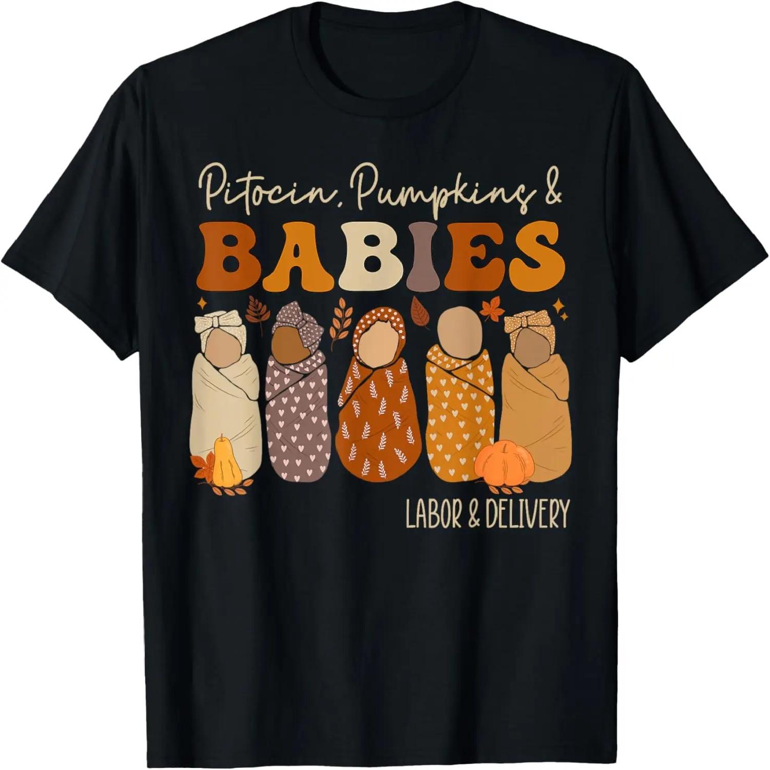 Осенняя футболка для родов и Хэллоуина, футболка медсестры родильного отделения на День благодарения S