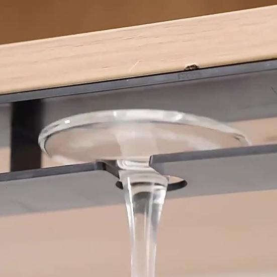 2Pcs Goblet Hanging Rack No Drill Wine Glass Holder Space-Saving Under Cabinet
