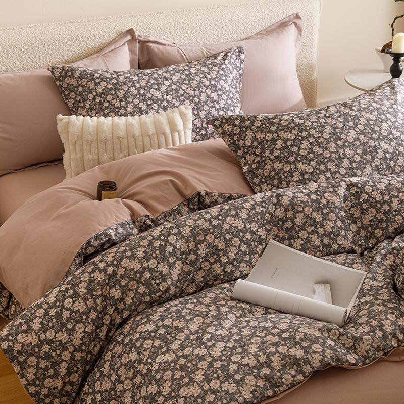 Sleep Grid Thickened Cotton Brushed Digital Printing Series Four Piece Set