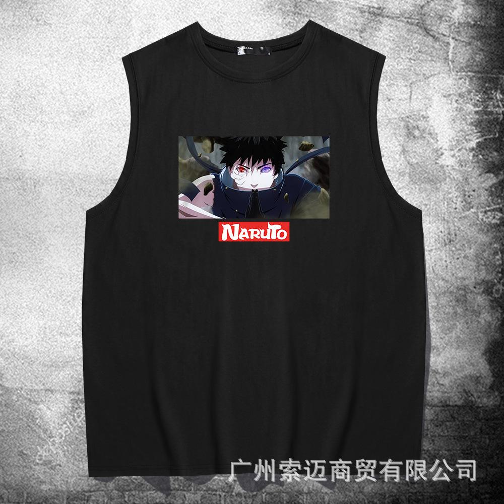 Loose vest men s and women s summer cartoon cartoon print cut sleeves wide shoulder sleeveless T-shirt 155XXS
