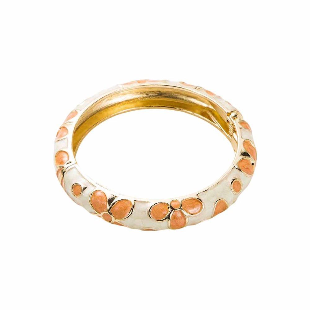 Chinese Style Vintage Cloisonne Bangle Traditional Glazed Bangle Enamel Flower Bangle  Girls белый