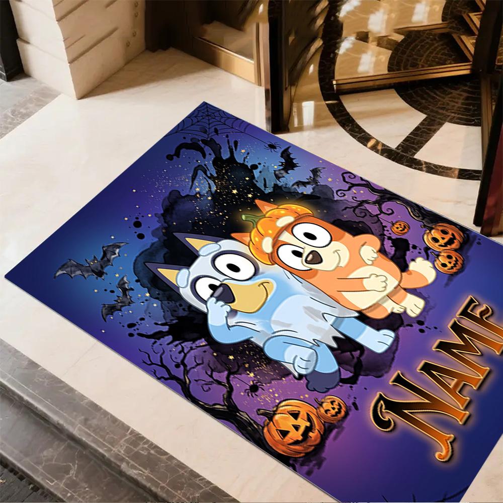 Halloween Night Adventure Customize Text Floor Mat Perfect for Outdoor Game Room Entryway Foyer Anti-slip Rug Office Home Decor