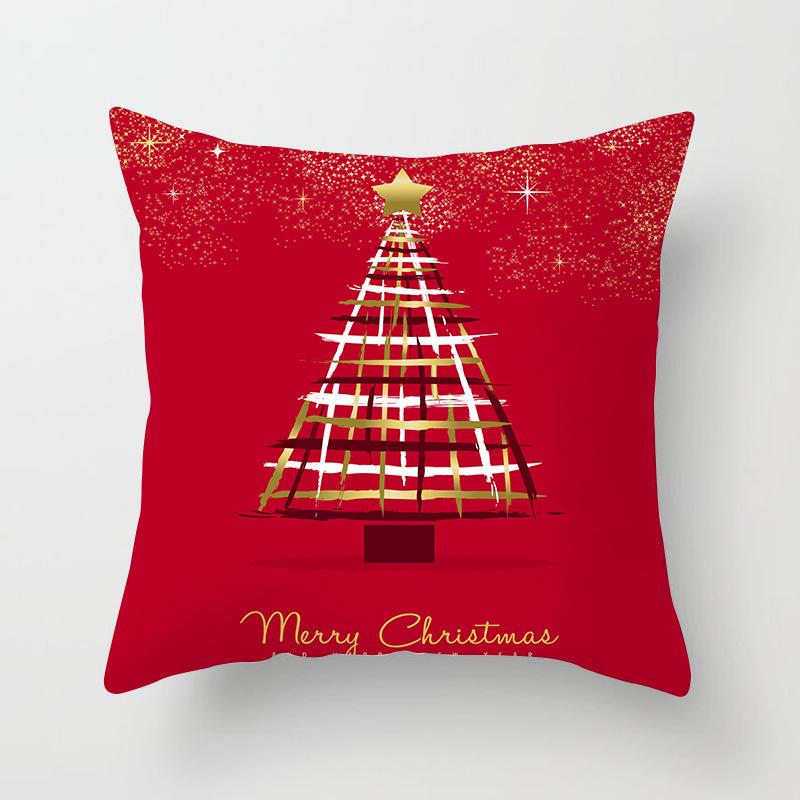Christmas-Themed Pattern Throw Pillow Cover With Short Plush Print For Living Room Sofa Decoration Cushion Cover Pillow Covers