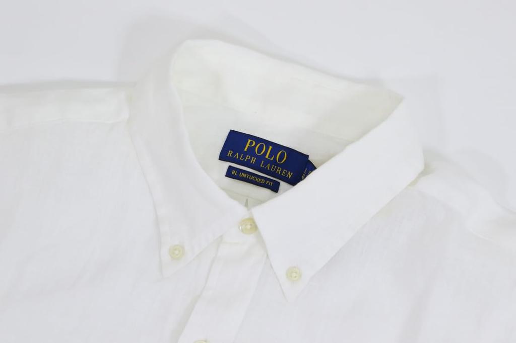 Polo Ralph Lauren RL Untucked Fit Linen Short Sleeve Shirt with Pony Size XXL Men's Button-Down Embroidery, White, (Product Code 0104571)