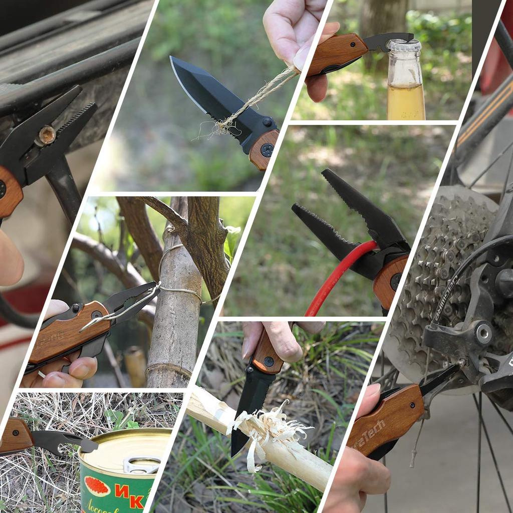 Cuchillo Multifunción DURATECH, Herramienta Múltiple, Alicates Múltiples, Alicates Plegables, 9 en 1, Herramienta Multifunción, Navaja de Bolsillo, Bolsa de Nylon, Bricolaje para Exteriores,