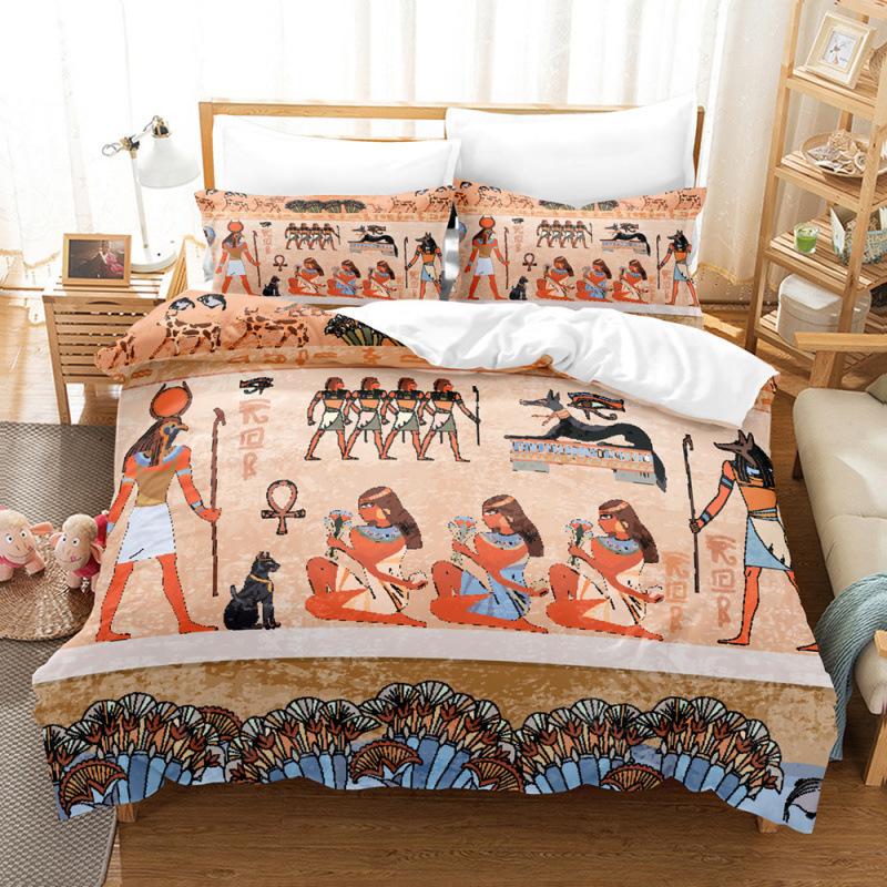 Egyptian Printing Series Bedding 3D Digital Printing Three-Piece Set
