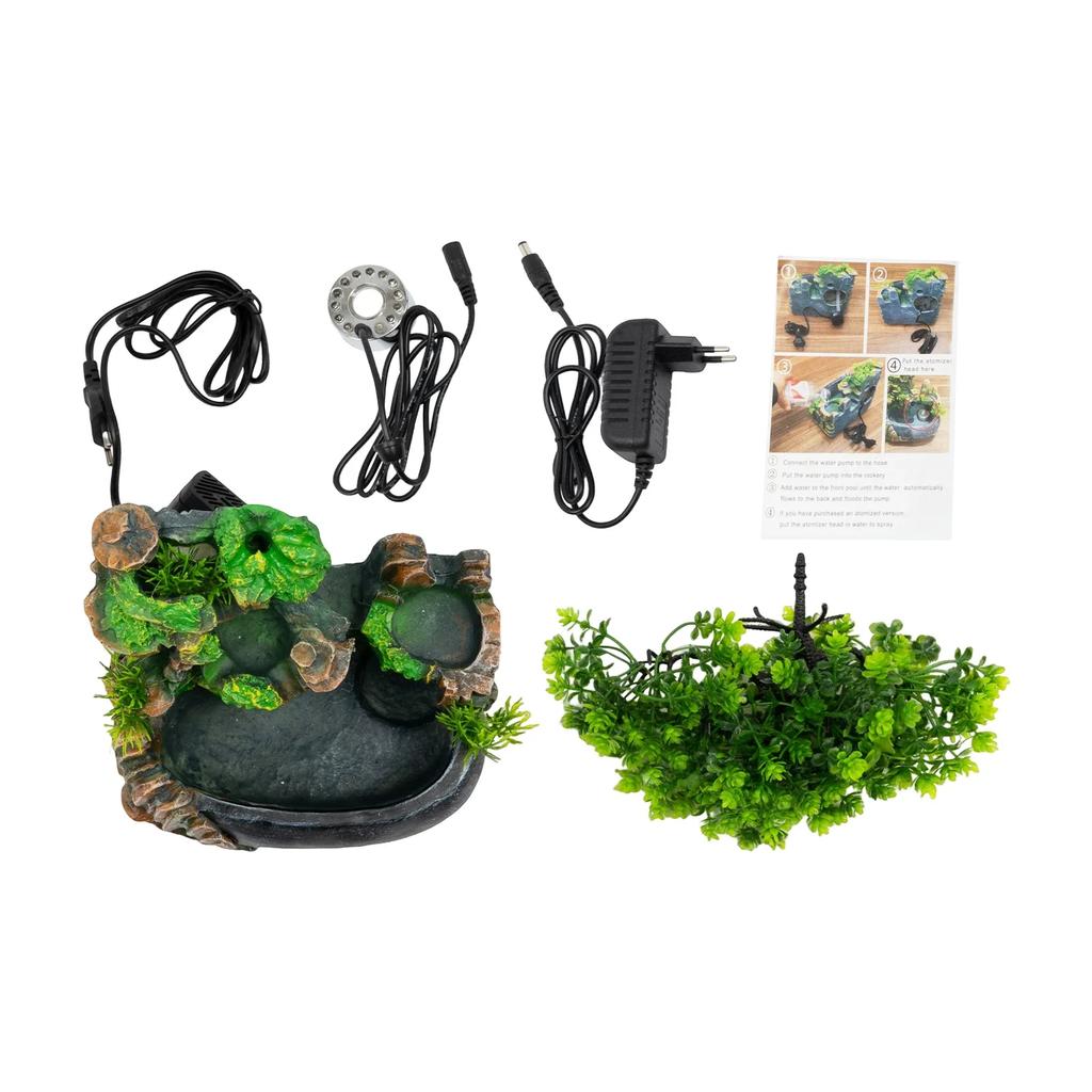 Tabletop Rockery Fountain Indoor Waterfall Bonsai Desktop Mini Rockery Water Fountain, Home and Office Desk Decoration
