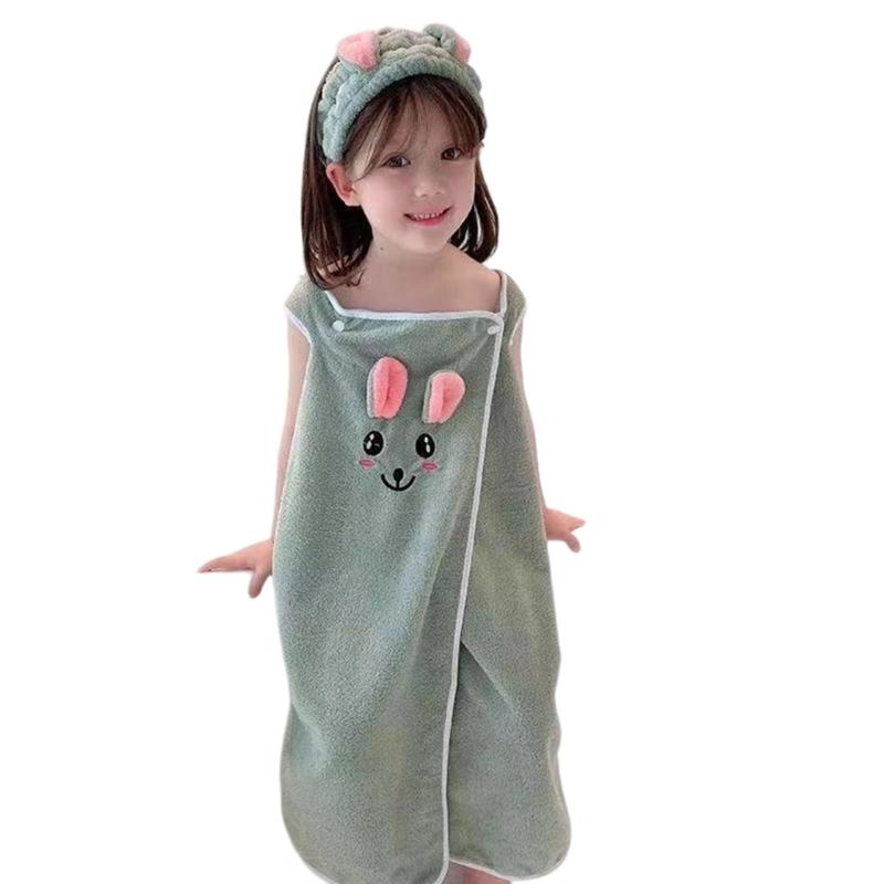 Kids Bathing Towel Comes With Hair Accessory Gentle On Sensitive Skin