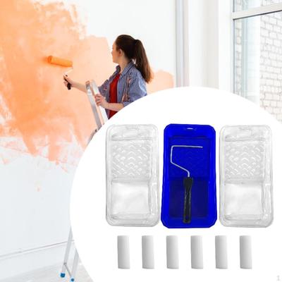 Kit de Rodillo de Pintura Multifunción con Bandeja Brocha Interior Profesional Ligero Portátil de Mano
