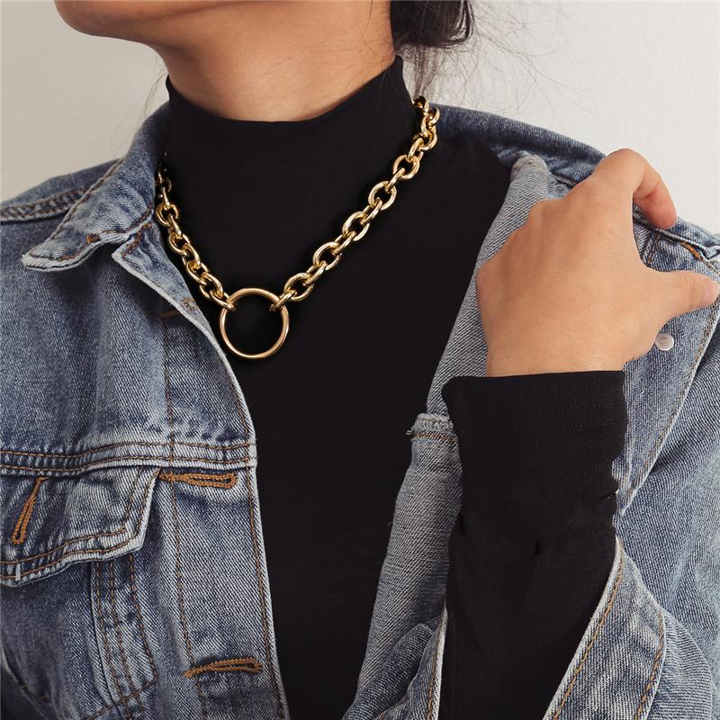 Multi-layers Necklaces for Women Personality Hollow Geometric Pendantes Necklaces Gold Cross Necklaces Punk Collar