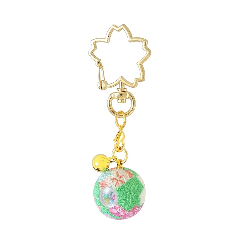 

[Zoon] flower crepe kaleidoscope Japanese pattern Crepe with bell key ring made in Japan souvenir (mint)