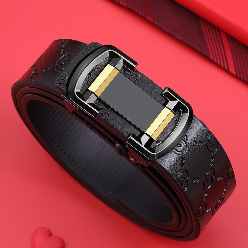 

Беззубчатый Автоматический Ремень-Пряжка Мужской Кожаный Повседневный Простой Мужской Ремень Коровья Кожа Молодежь Универсальный Ремень для Среднего Возраста и Молодежи 105cm
