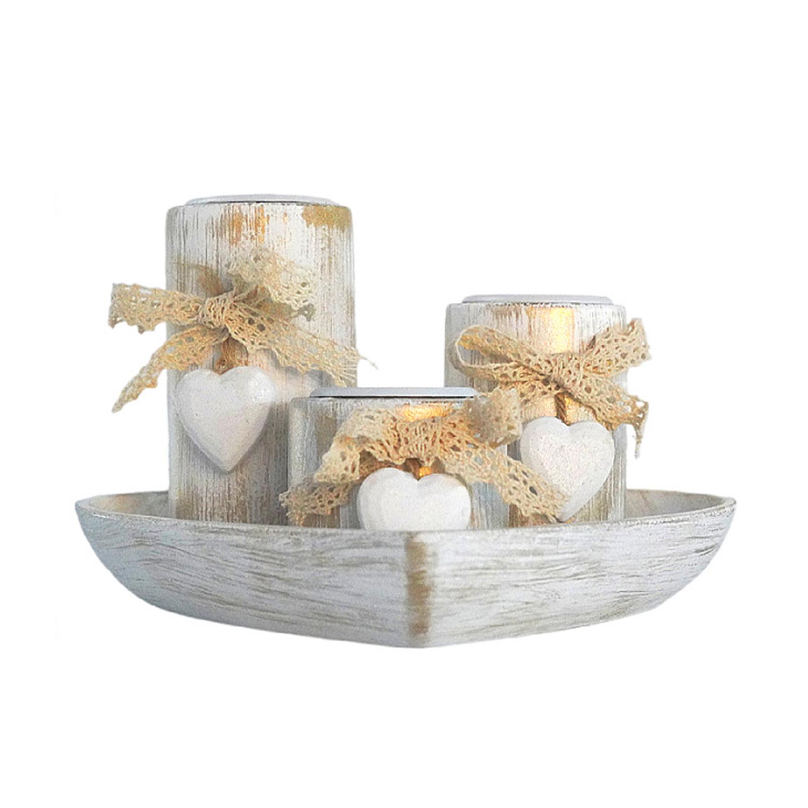 

Декоративные 3 шт. Деревянные подсвечники для чайных свечей с подносом в форме сердца для центральных элементов обеденного стола и декора гостиной
